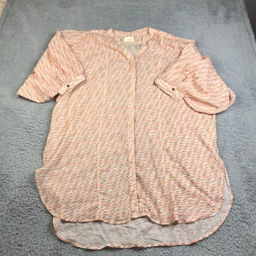 Maeve Antropologie Lena Tunic Womens L Oversized Yard Dyed Cotton Ballon Sleeve